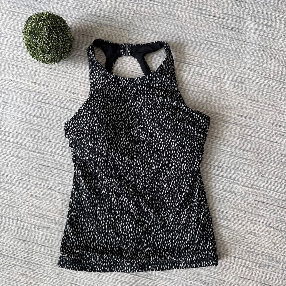 Athleta Maldives Tankini Top Black White Size 34 B/C